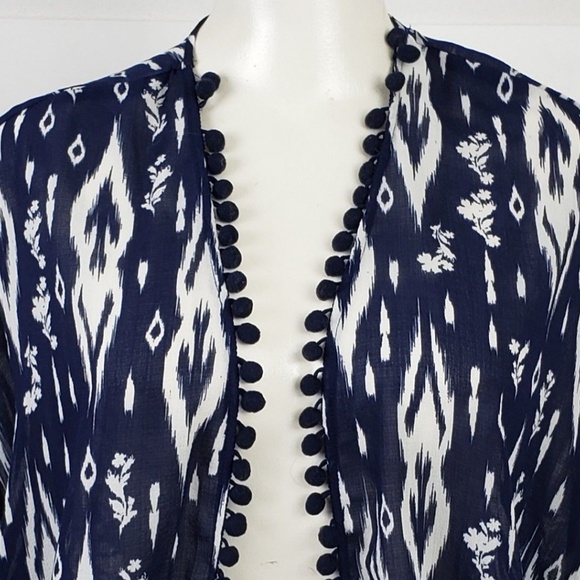 Xhilaration Top size XS Blue Floral Open Front - Picture 2 of 7